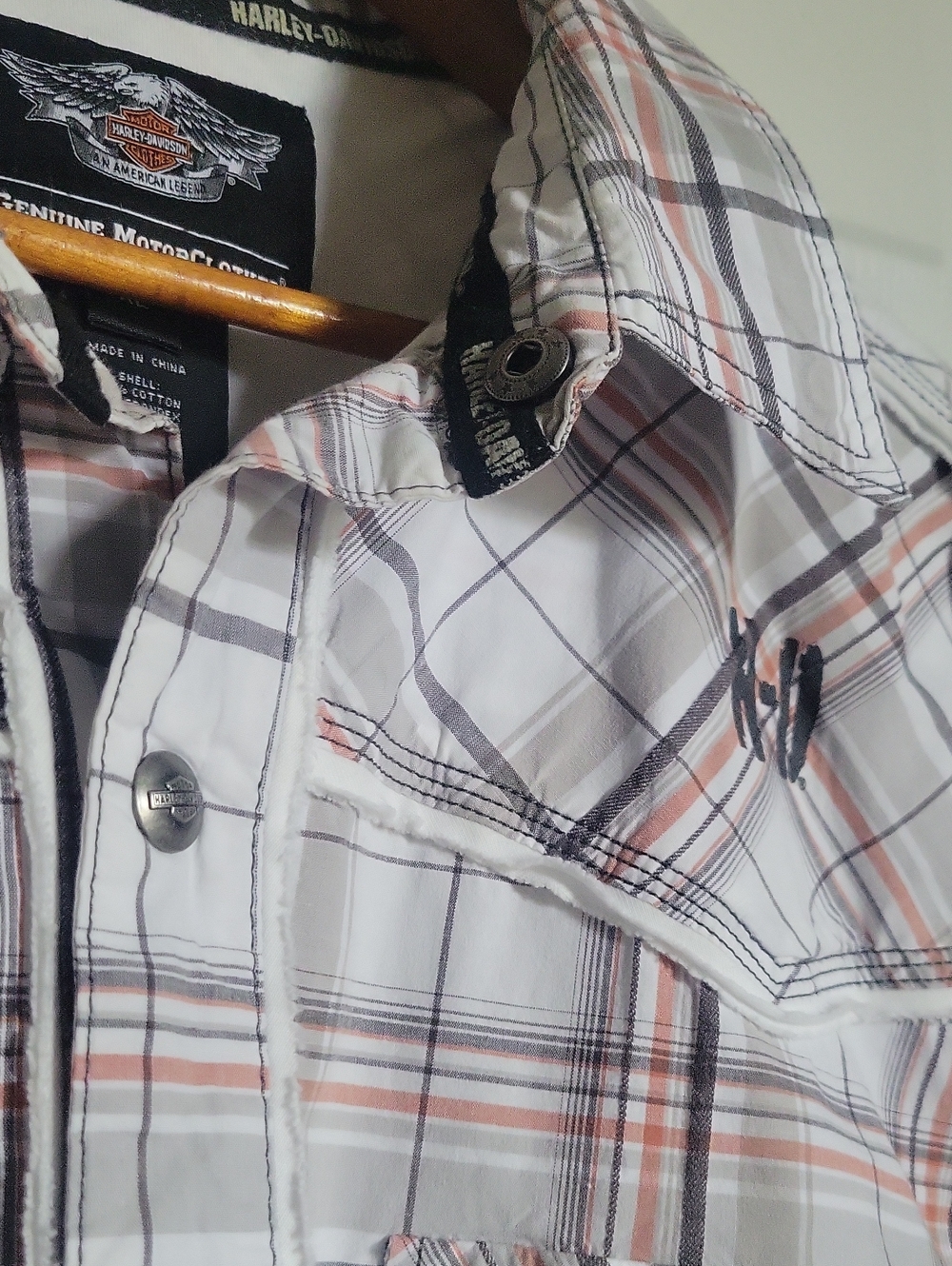 Mens Harley Davidson Genuine Motor Clothes Snap Front And Collar Sz XL Shirt - Picture 16 of 16